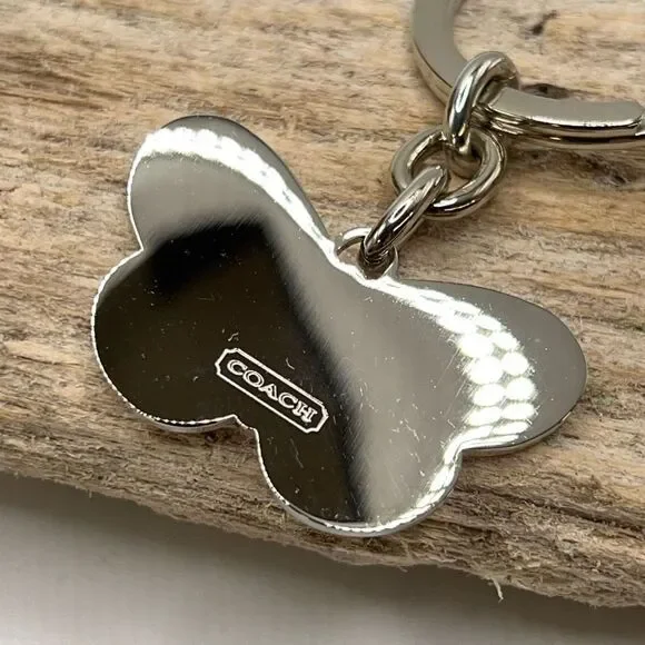 Silver White Butterfly Coach Purse Cham Key Chain - Picture 2 of 4